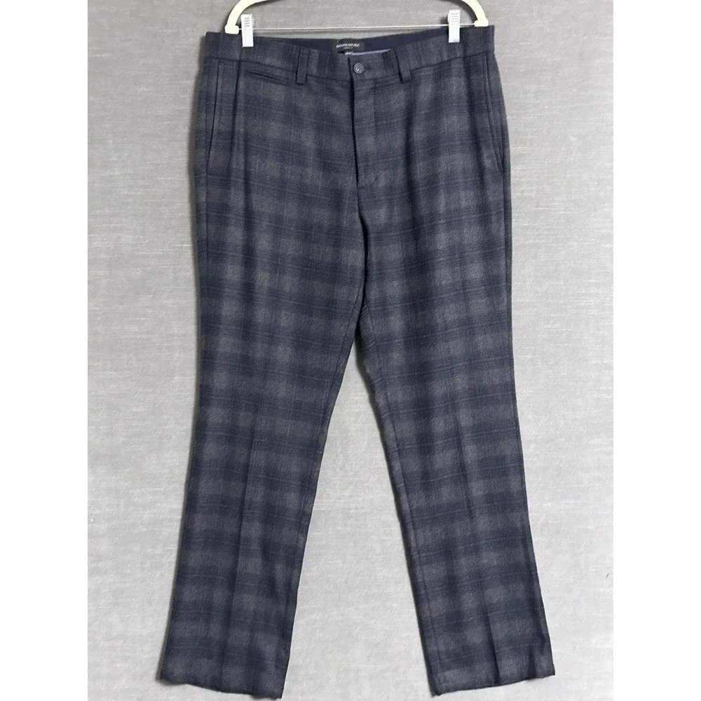 Banana Republic Pants 36x32 Aiden Fit Nova Fides Italian Wool Blue Plaid Flannel